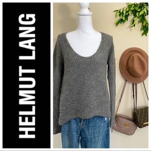 Helmut Lang Alpaca Wool Asymmetrical Gray Sweater